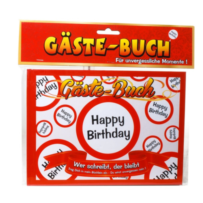 Udo Schmidt Gäste Buch Happy Birthday Verkehrsschild aus Pappe originelles Gästebuch für Geburtstagsfeiern